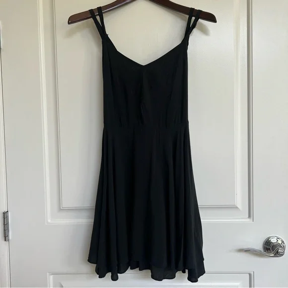 UO Women’s Kimchi Blue Fit and Flare Strappy Back Black Mini Cocktail Dress - Picture 1 of 12